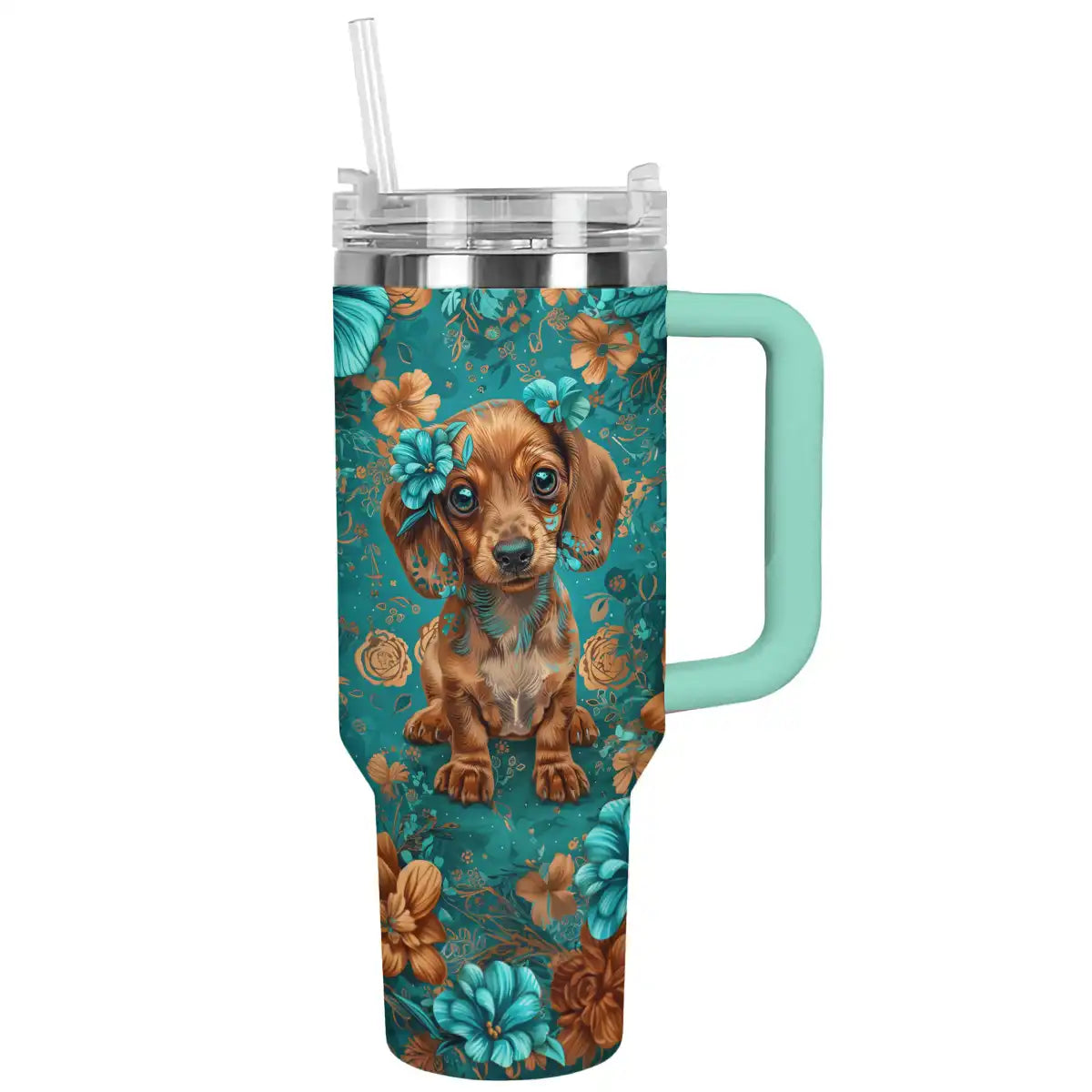 Dog Custom Stanley Quencher 40oz Stainless Steel Tumbler With Handle