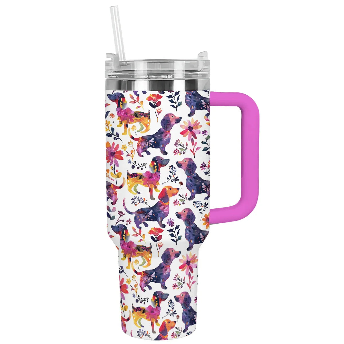 Dog Custom Stanley Quencher 40oz Stainless Steel Tumbler With Handle