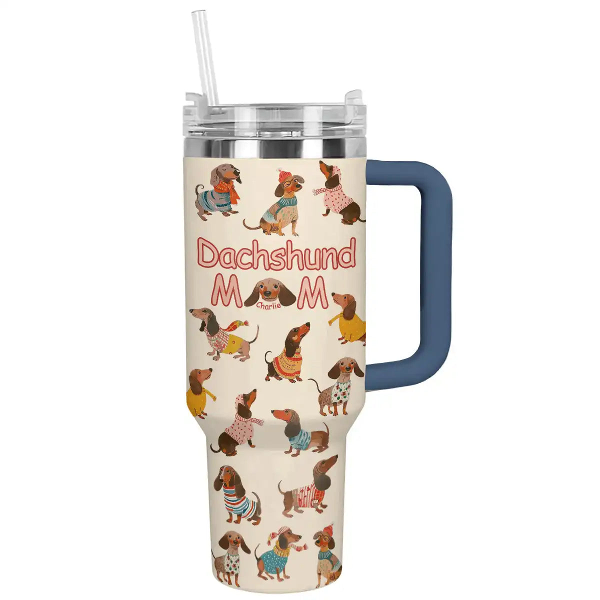Dog Custom Stanley Quencher 40oz Stainless Steel Tumbler With Handle