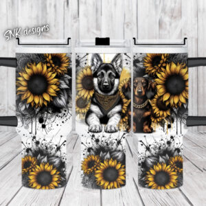 Dog Sunflowers Custom Stanley Quencher 40oz Stainless Steel Tumbler With Handle