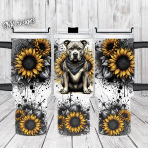 Dog Sunflowers Custom Stanley Quencher 40oz Stainless Steel Tumbler With Handle