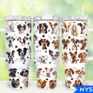 Dogs Custom Stanley Quencher 40oz Stainless Steel Tumbler With Handle