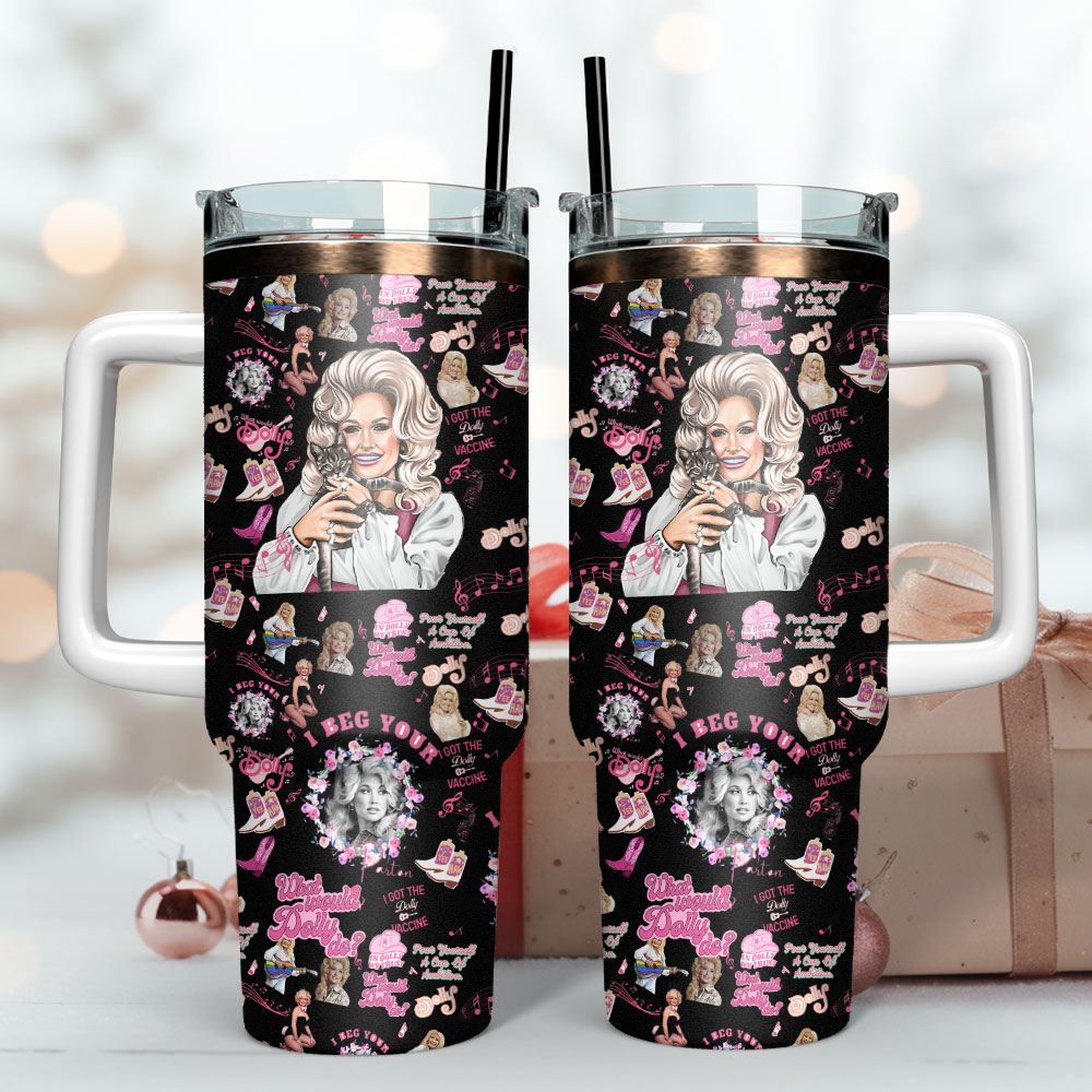 Dolly Parton Music Custom Stanley Quencher 40oz Stainless Steel Tumbler With Handle