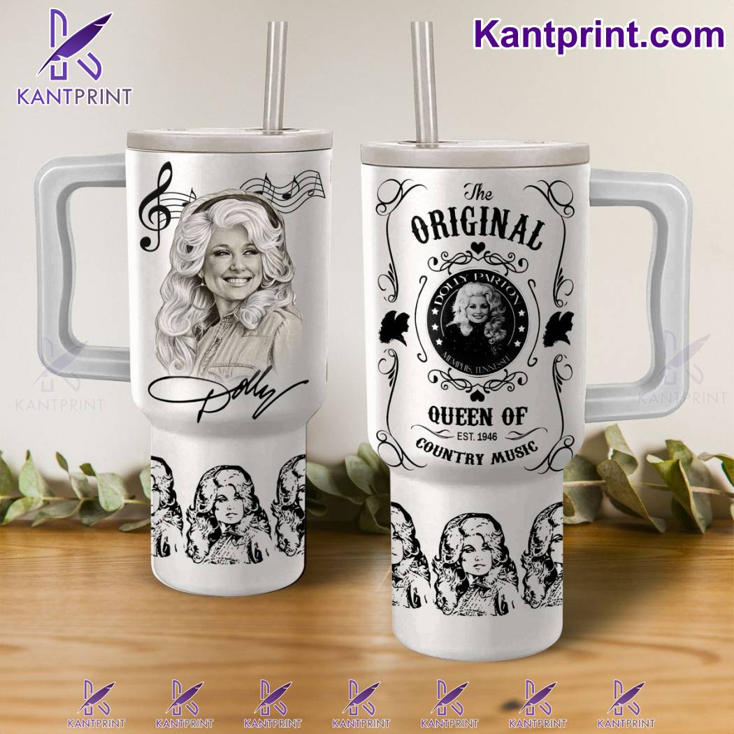 Dolly Parton Music Custom Stanley Quencher 40oz Stainless Steel Tumbler With Handle