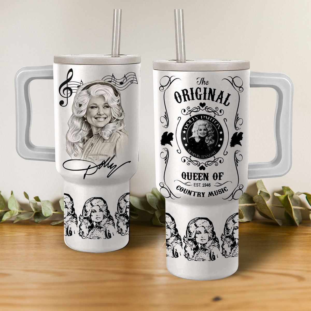 Dolly Parton The Original Queen of Country Music Music Custom Stanley Quencher 40oz Stainless Steel Tumbler With Handle