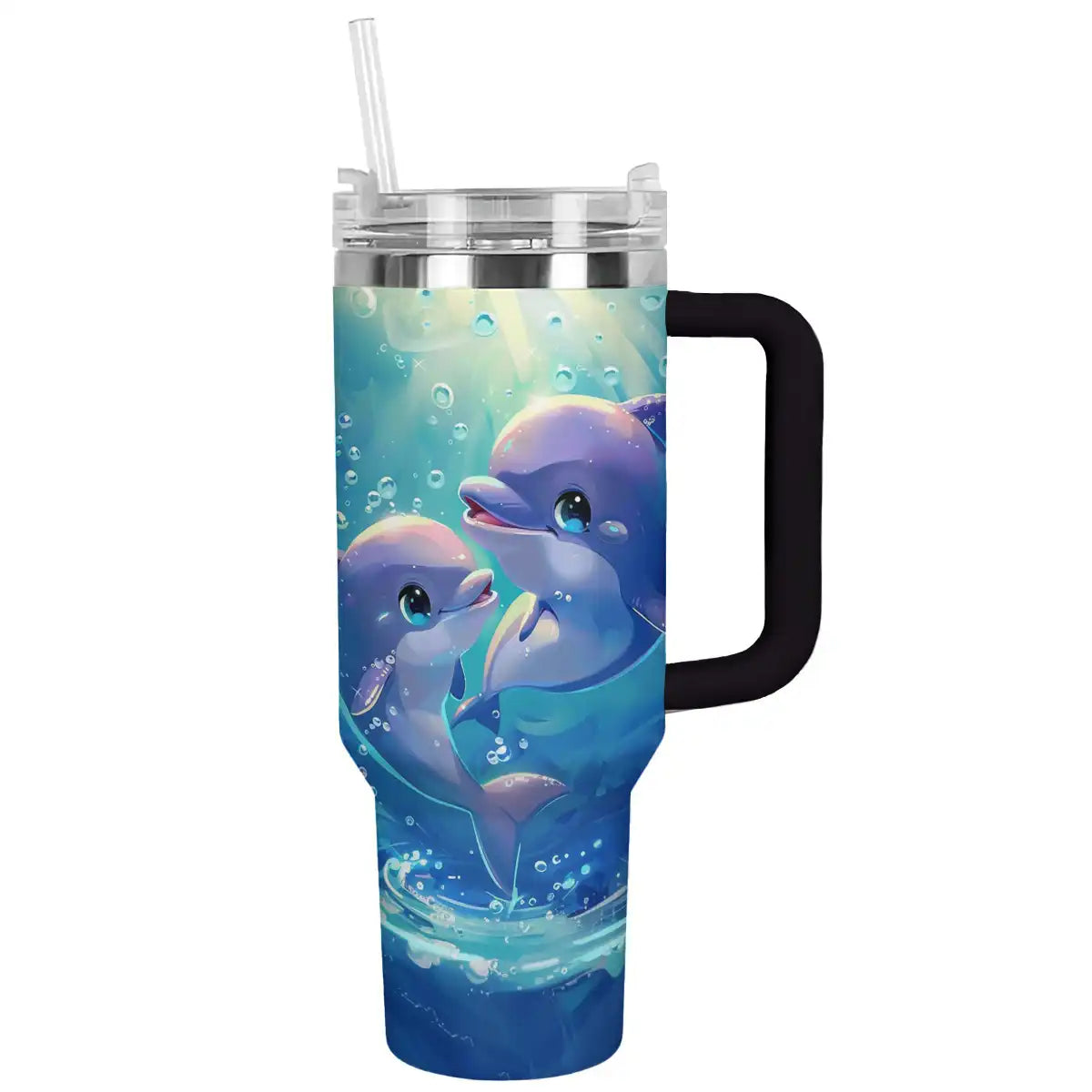 Dolphin Custom Stanley Quencher 40oz Stainless Steel Tumbler With Handle