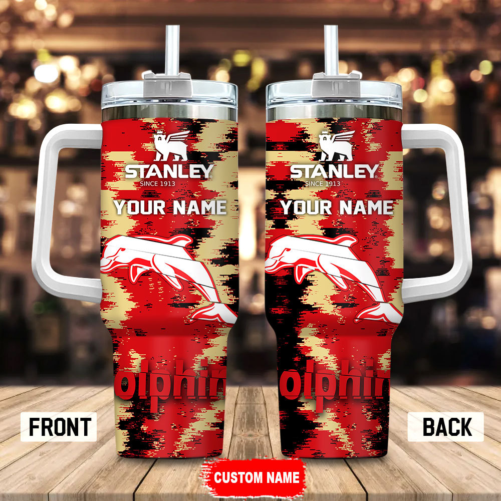 Dolphins NRL Custom Stanley Quencher 40oz Stainless Steel Tumbler With Handle