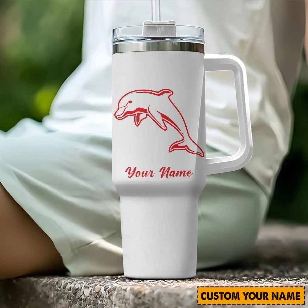 Dolphins NRL Custom Stanley Quencher 40oz Stainless Steel Tumbler With Handle