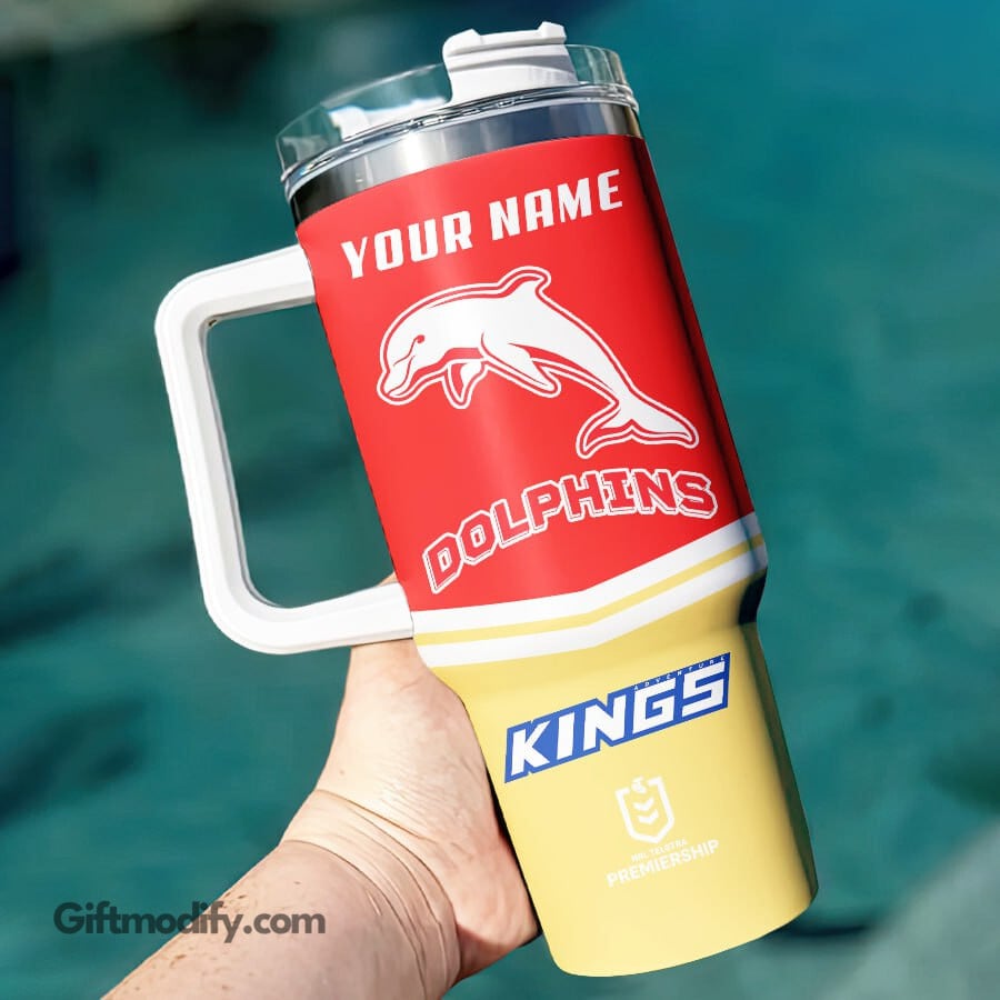 Dolphins NRL Custom Stanley Quencher 40oz Stainless Steel Tumbler With Handle