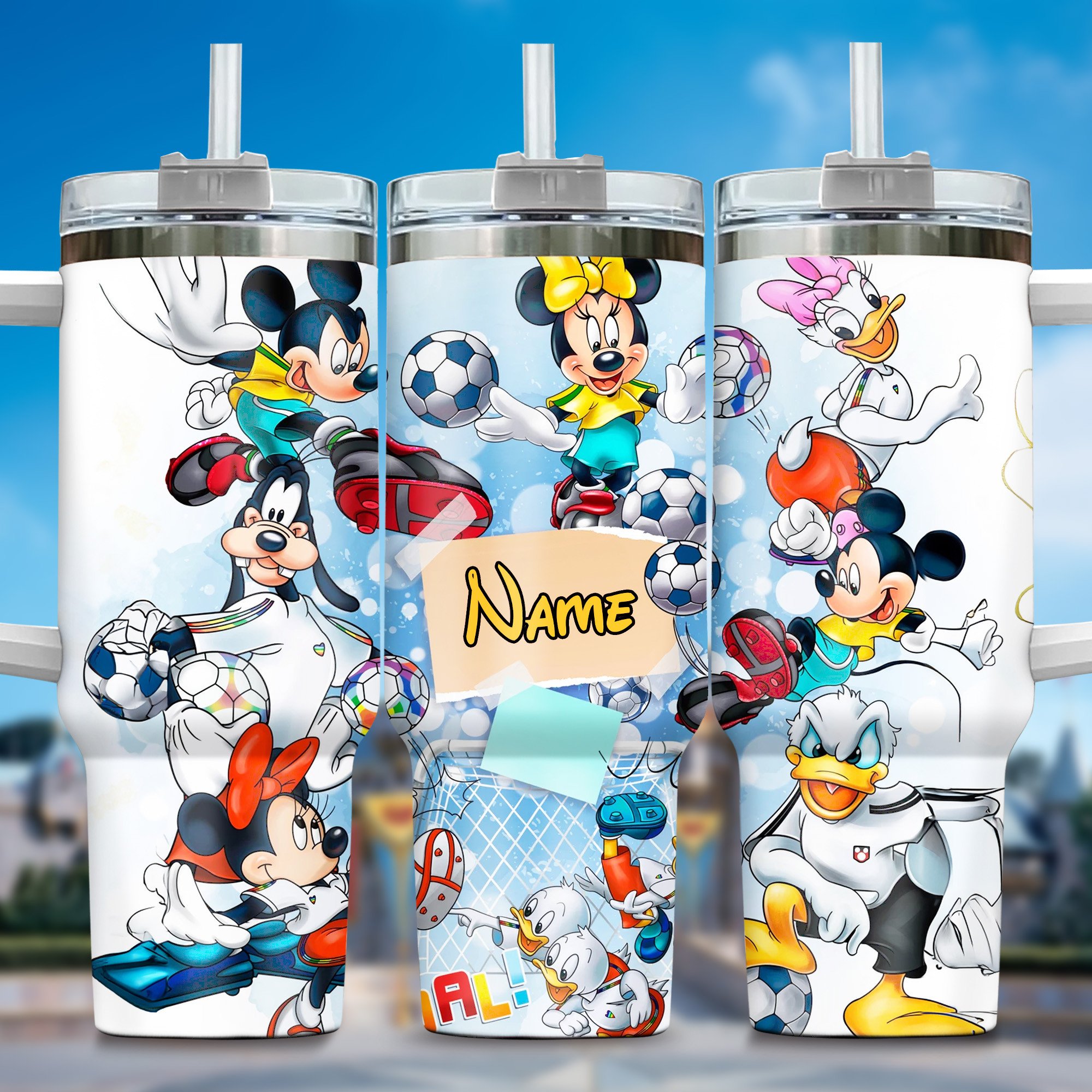 Donald Duck Cartoon Custom Stanley Quencher 40oz Stainless Steel Tumbler With Handle