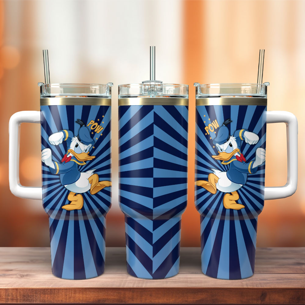 Donald Duck Disney Cartoon Custom Stanley Quencher 40oz Stainless Steel Tumbler With Handle