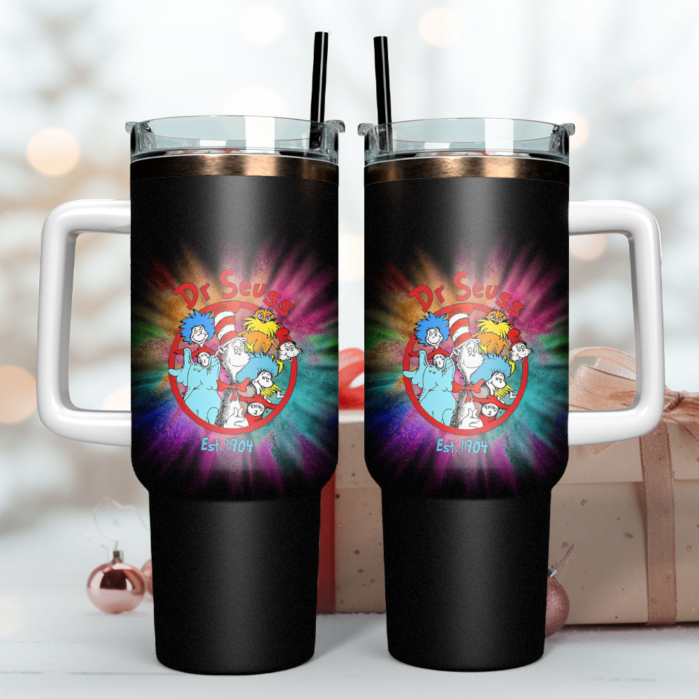 Dr Seuss Cartoon Custom Stanley Quencher 40oz Stainless Steel Tumbler With Handle