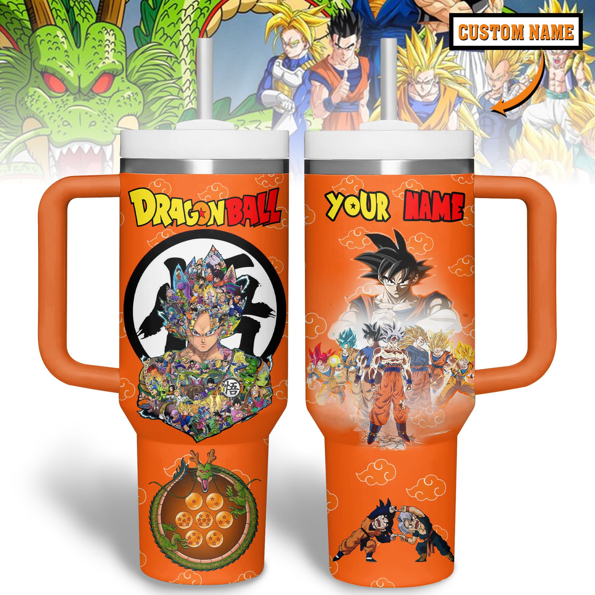 Dragon Ball Z Cartoon Custom Stanley Quencher 40oz Stainless Steel Tumbler With Handle