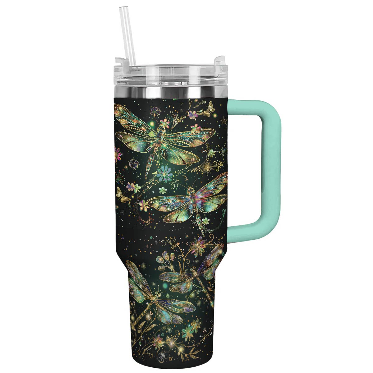 Dragonfly Custom Stanley Quencher 40oz Stainless Steel Tumbler With Handle