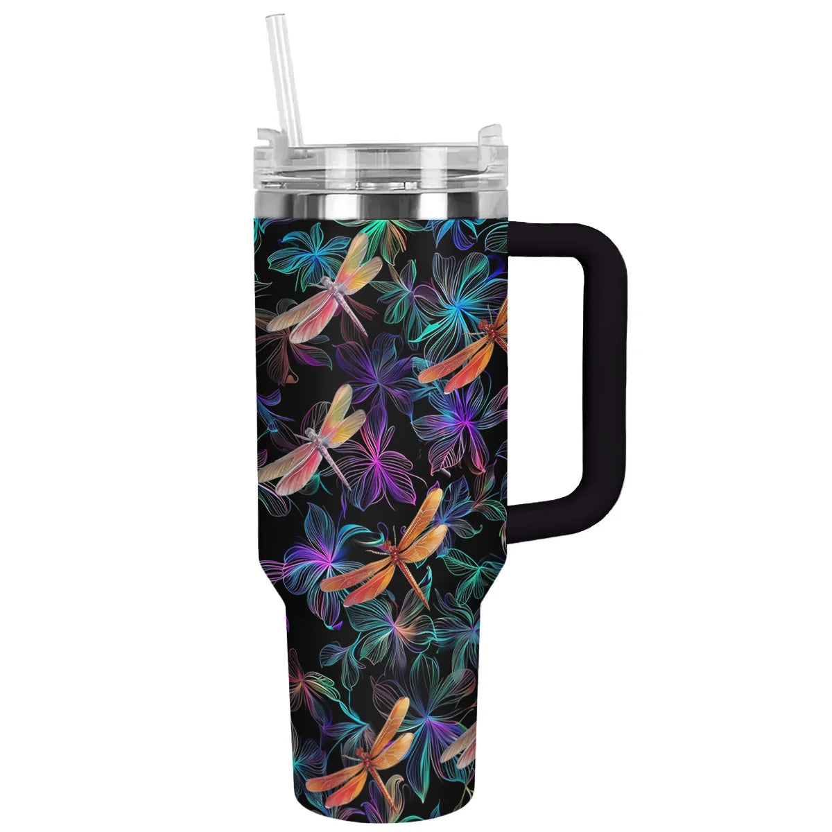 Dragonfly Shining Custom Stanley Quencher 40oz Stainless Steel Tumbler With Handle
