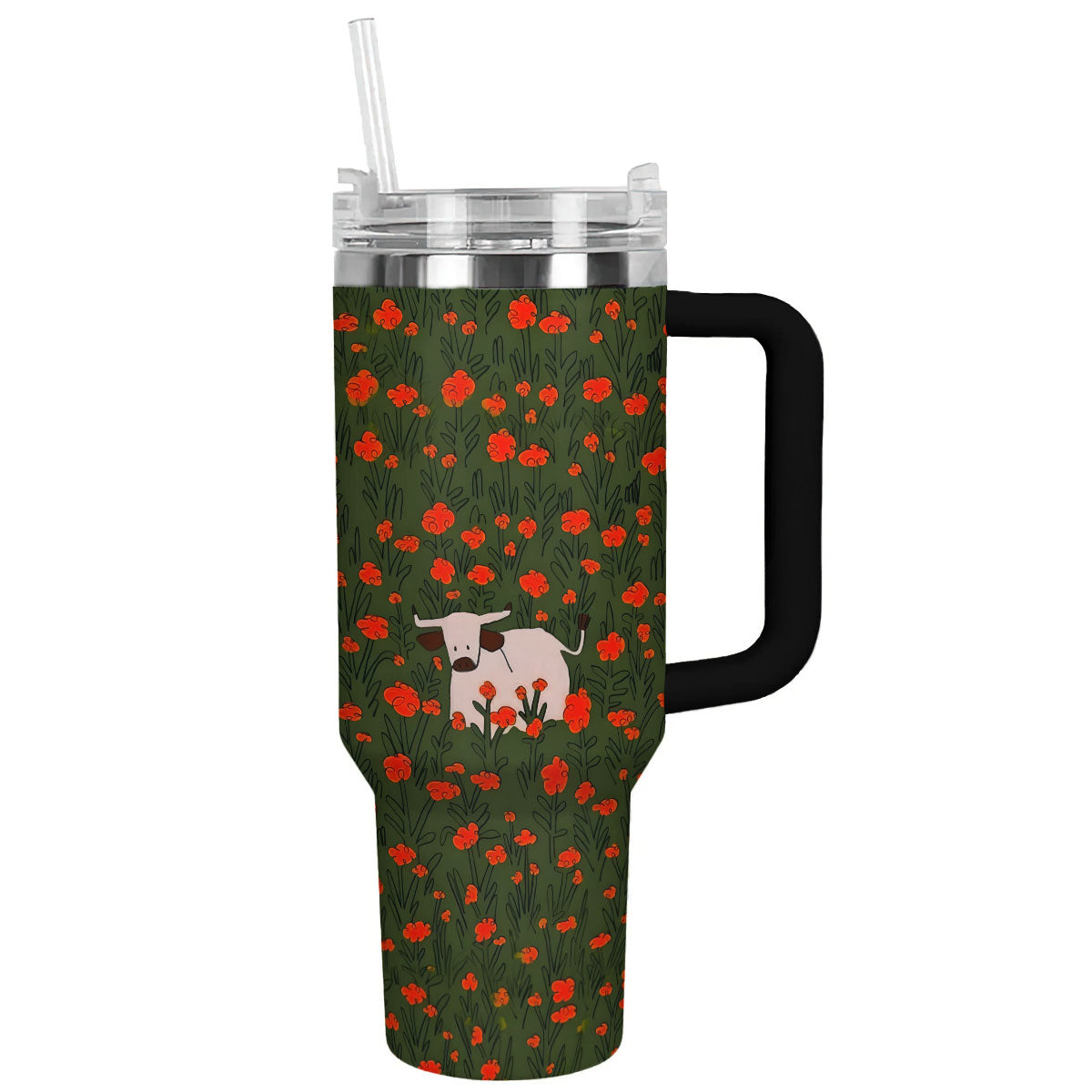 Dreamy Cow Custom Stanley Quencher 40oz Stainless Steel Tumbler With Handle