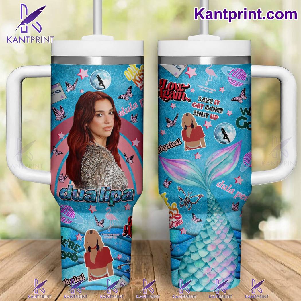 Dua Lipa Music Custom Stanley Quencher 40oz Stainless Steel Tumbler With Handle