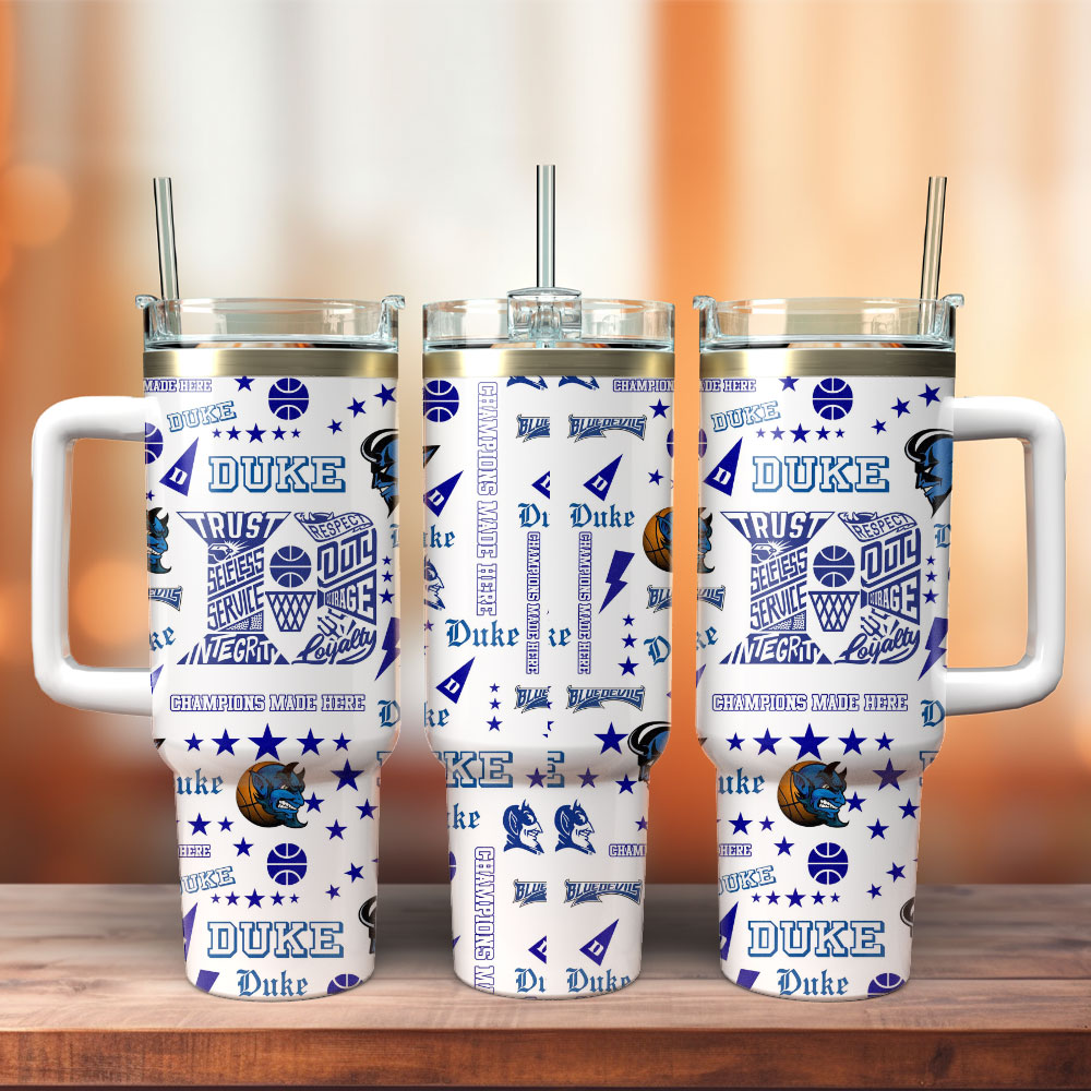 Duke Blue Devils Basketball NCAA Sport Custom Stanley Quencher 40oz Stainless Steel Tumbler With Handle