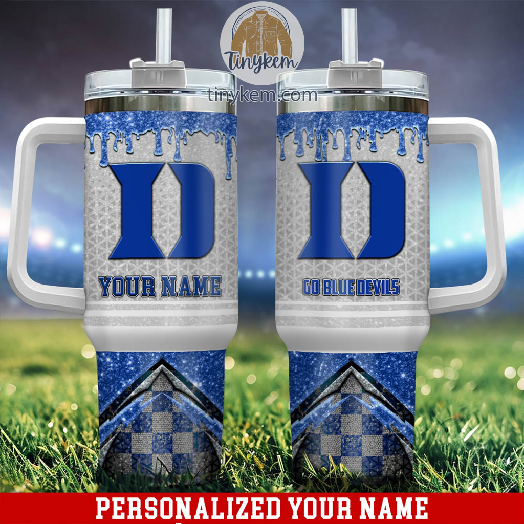 Duke Blue Devils Glitter NCAA Custom Stanley Quencher 40oz Stainless Steel Tumbler With Handle