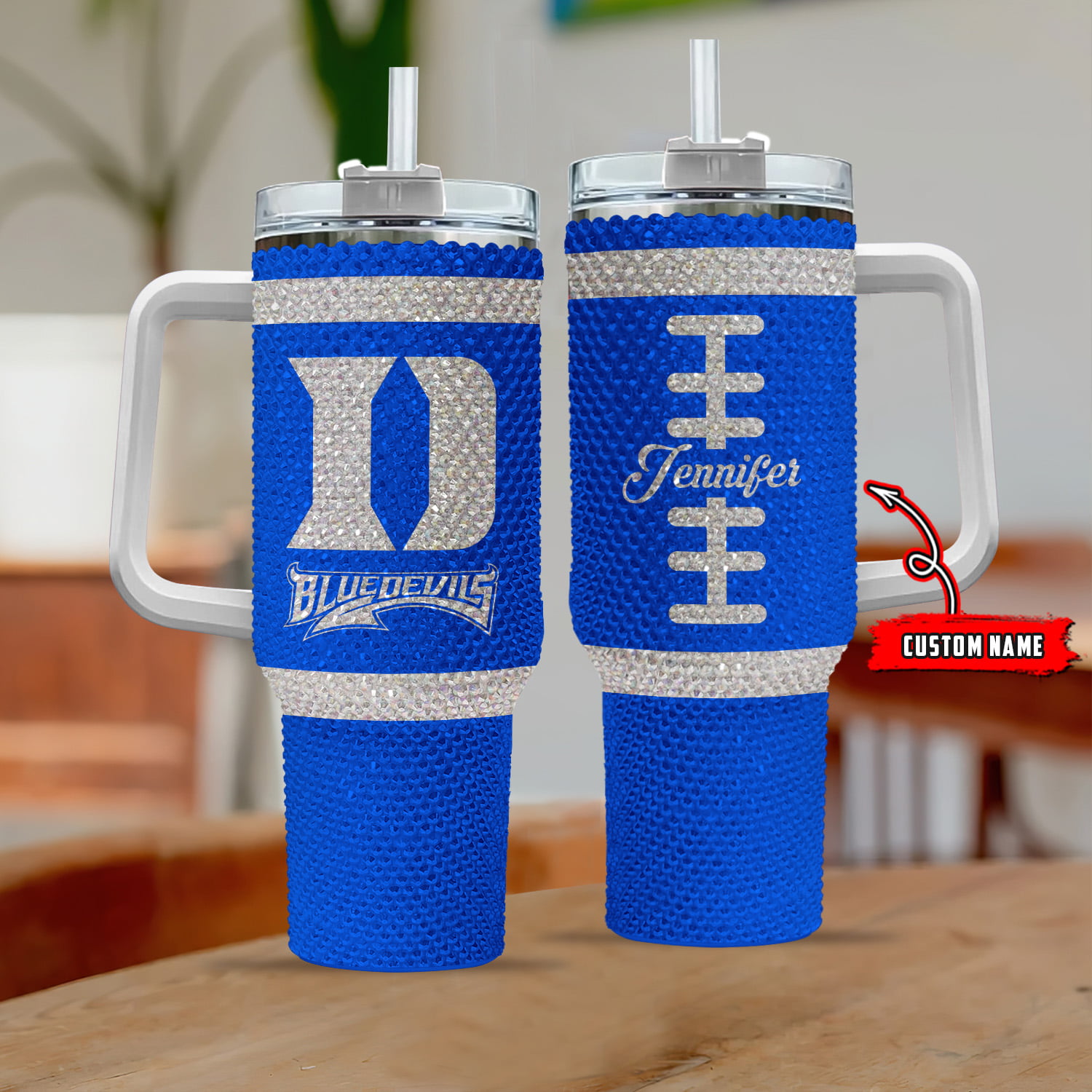 Duke Blue Devils NCAA Custom Stanley Quencher 40oz Stainless Steel Tumbler With Handle