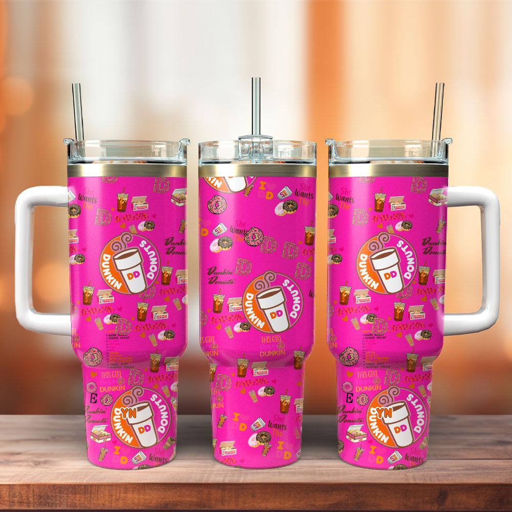 Dunkin Donuts Drink Custom Stanley Quencher 40oz Stainless Steel Tumbler With Handle