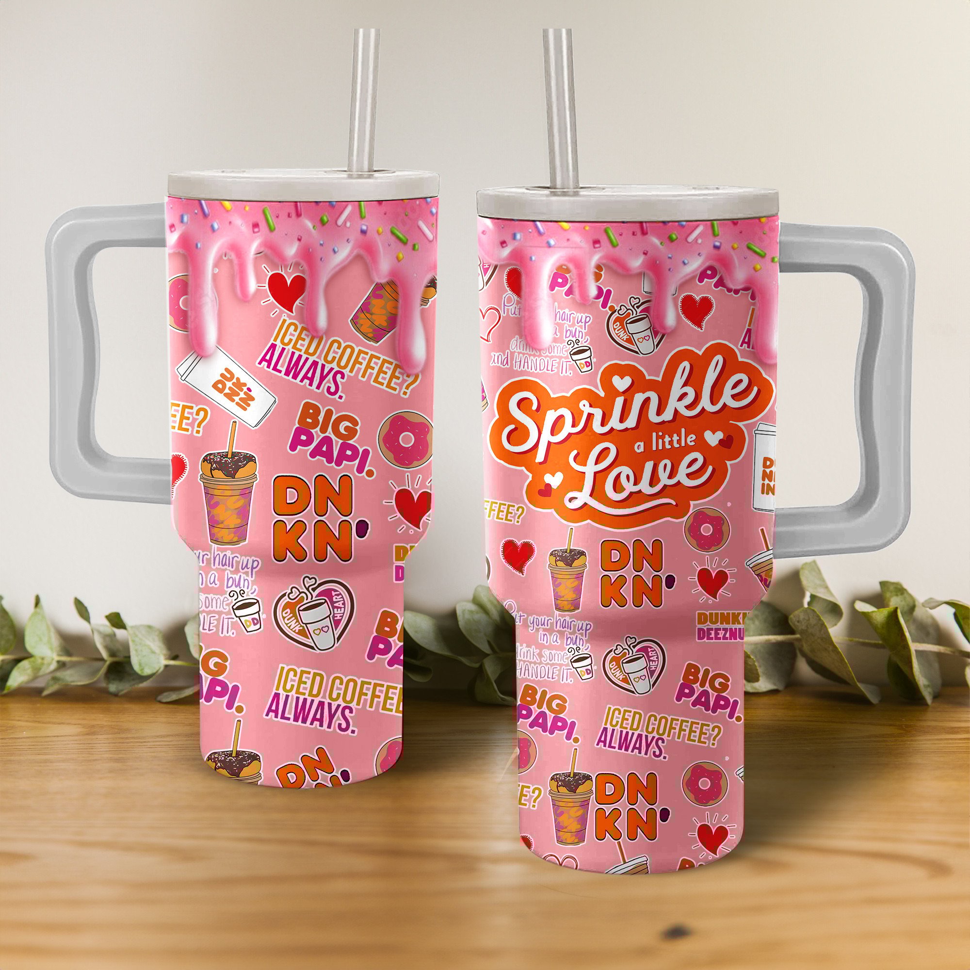 Dunkin' Donuts Food Custom Stanley Quencher 40oz Stainless Steel Tumbler With Handle