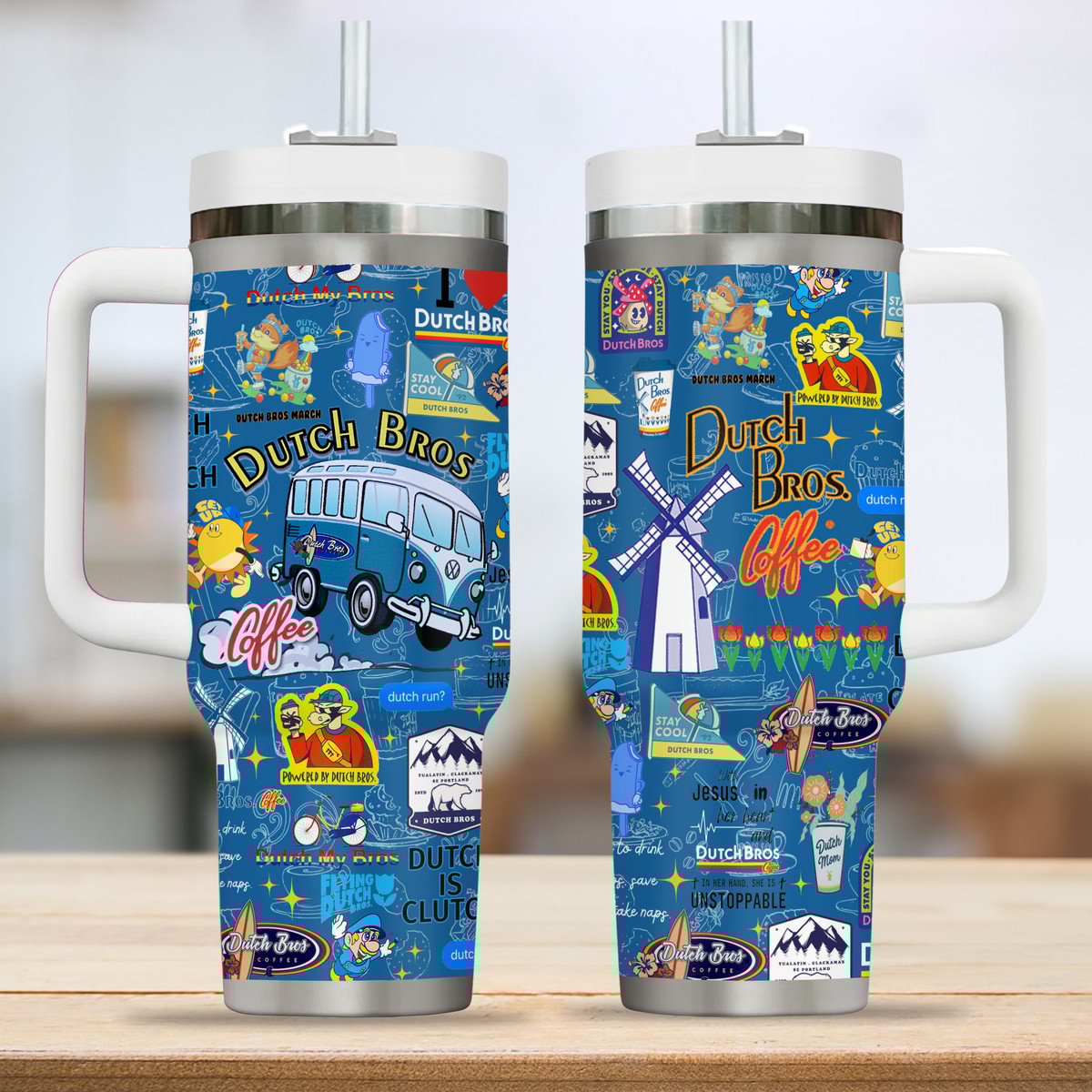 Dutch Bros Drinks Custom Stanley Quencher 40oz Stainless Steel Tumbler With Handle