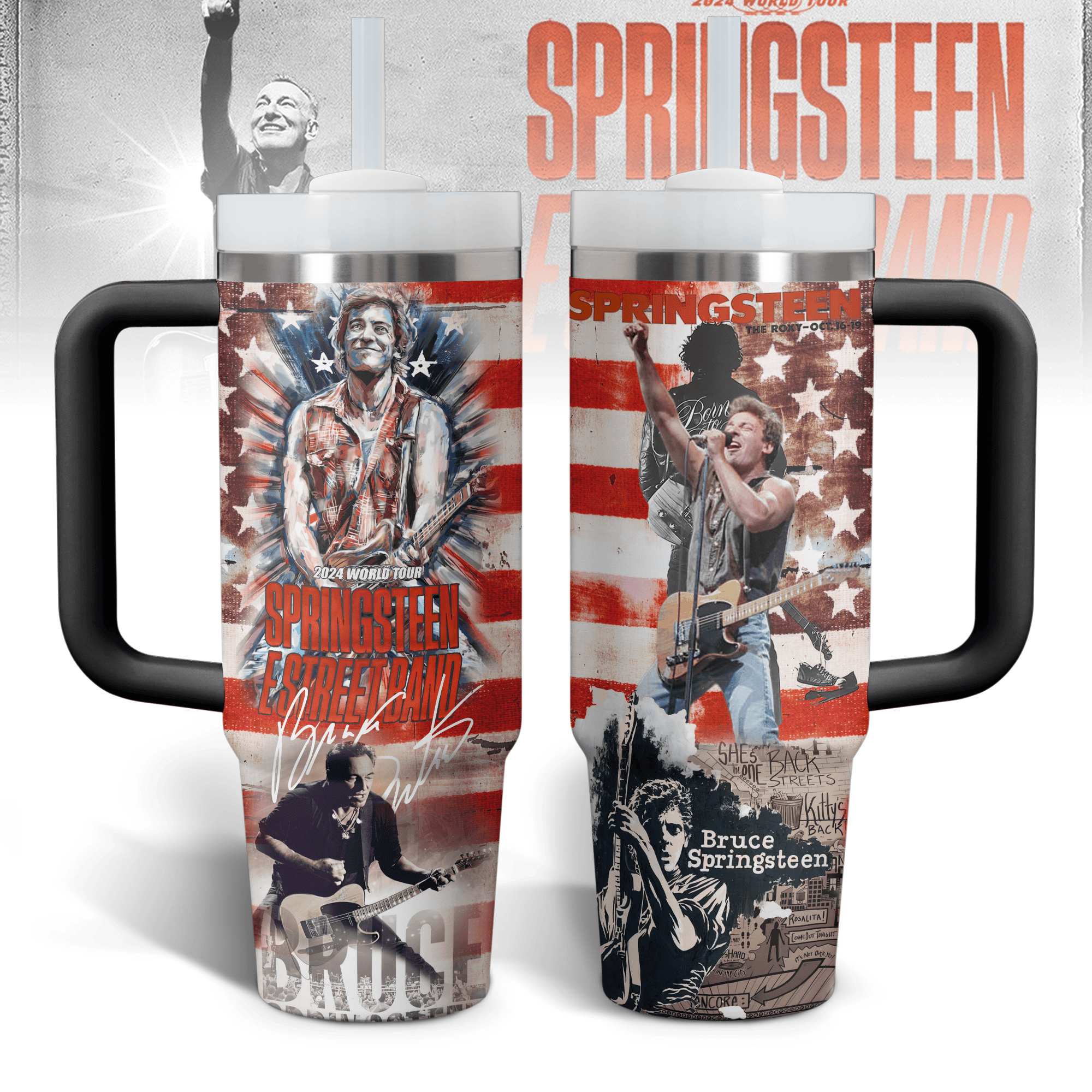 E Street Band Music Custom Stanley Quencher 40oz Stainless Steel Tumbler With Handle