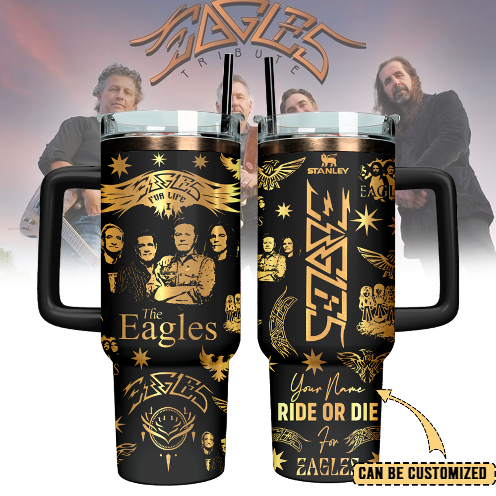Eagles Band Custom Stanley Quencher 40oz Stainless Steel Tumbler With Handle