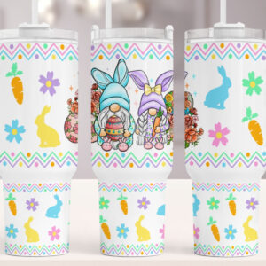 Easter Gnome Custom Stanley Quencher 40oz Stainless Steel Tumbler With Handle