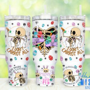 Easter Skeleton Custom Stanley Quencher 40oz Stainless Steel Tumbler With Handle