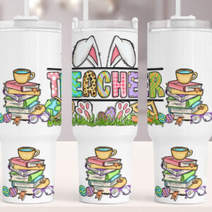 Easter Teacher Custom Stanley Quencher 40oz Stainless Steel Tumbler With Handle