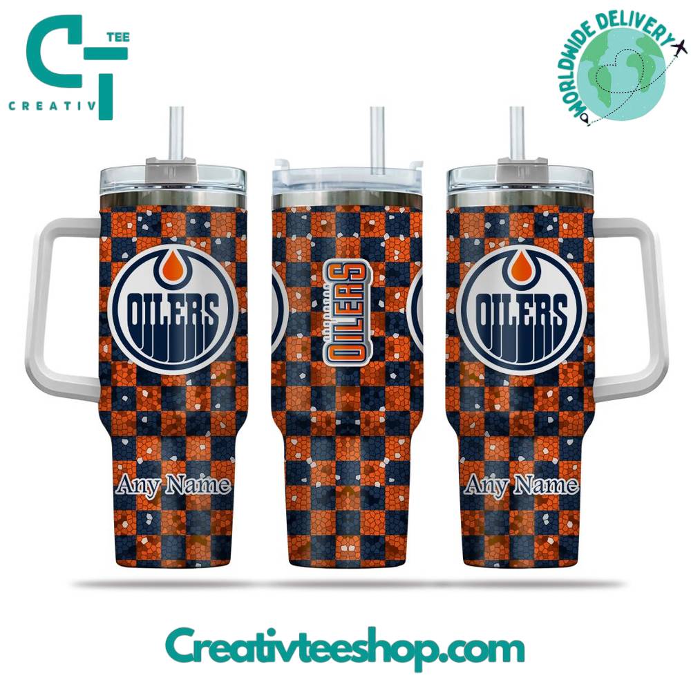 Edmonton Oilers NHL Custom Stanley Quencher 40oz Stainless Steel Tumbler With Handle