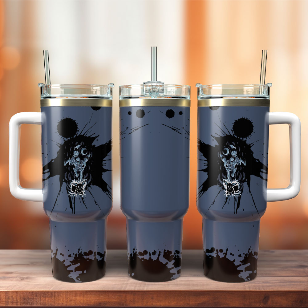 Eevee Pokemon Anime Custom Stanley Quencher 40oz Stainless Steel Tumbler With Handle