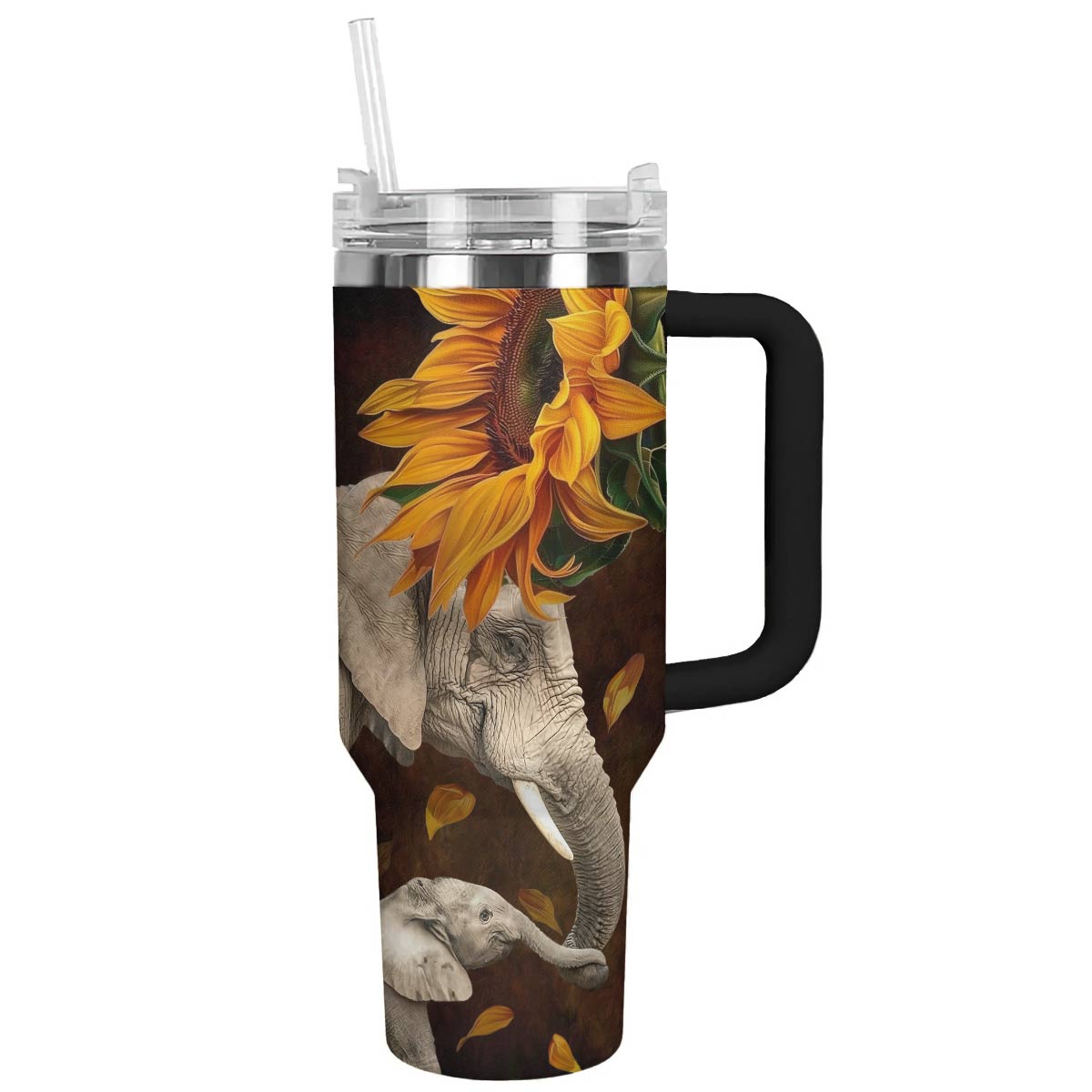 Elephant Custom Stanley Quencher 40oz Stainless Steel Tumbler With Handle