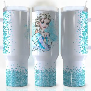 Elsa Frozen Disney Cartoon Custom Stanley Quencher 40oz Stainless Steel Tumbler With Handle