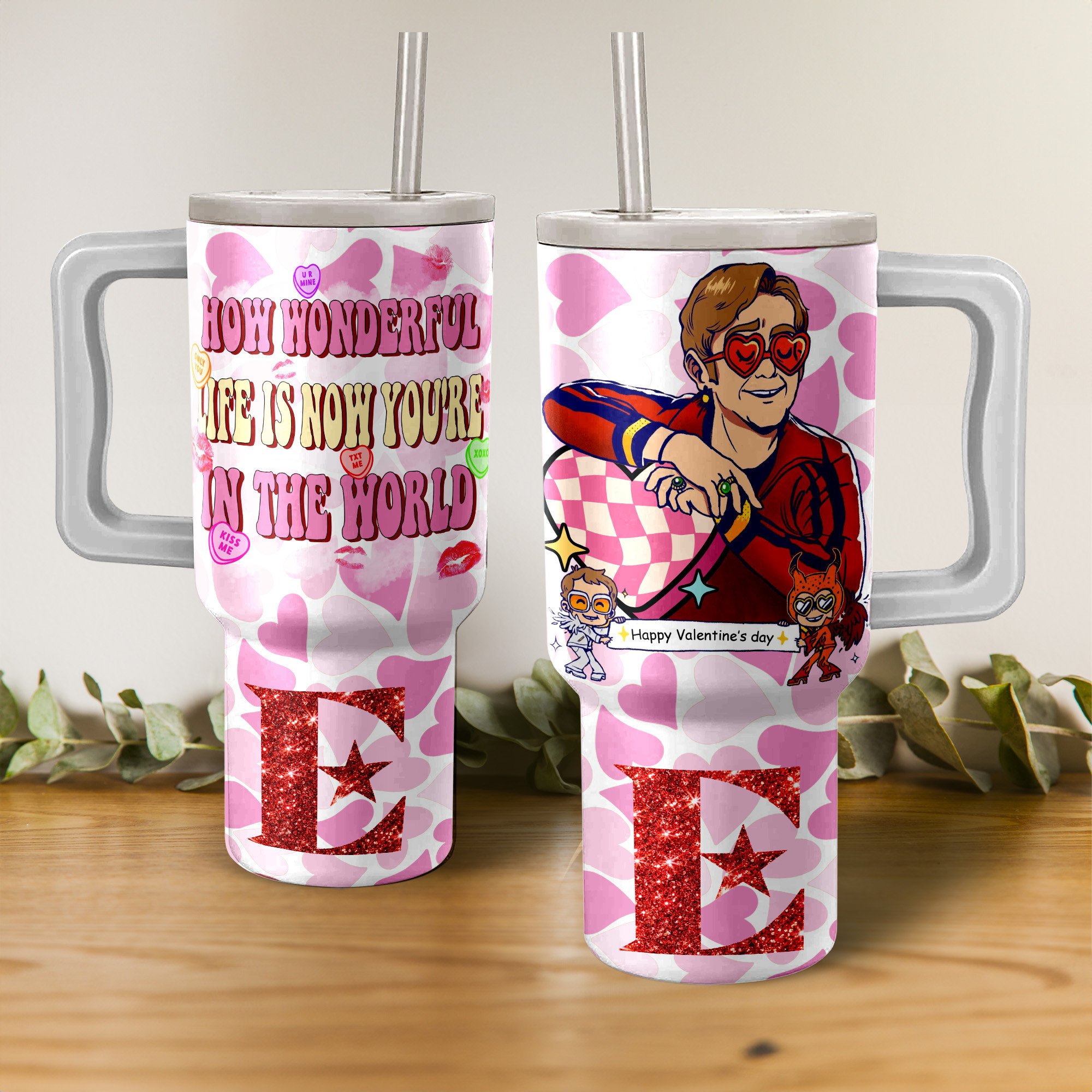 Elton John Music Custom Stanley Quencher 40oz Stainless Steel Tumbler With Handle