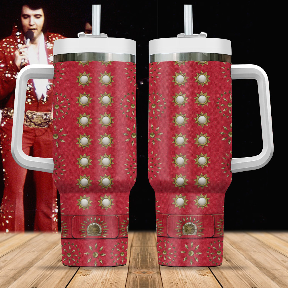 Elvis Presley Burning Love Cosplay Music Custom Stanley Quencher 40oz Stainless Steel Tumbler With Handle