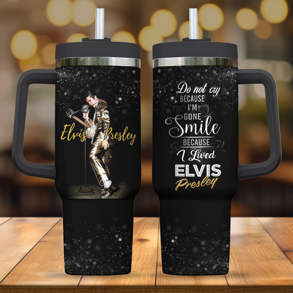 Elvis Presley Music Custom Stanley Quencher 40oz Stainless Steel Tumbler With Handle