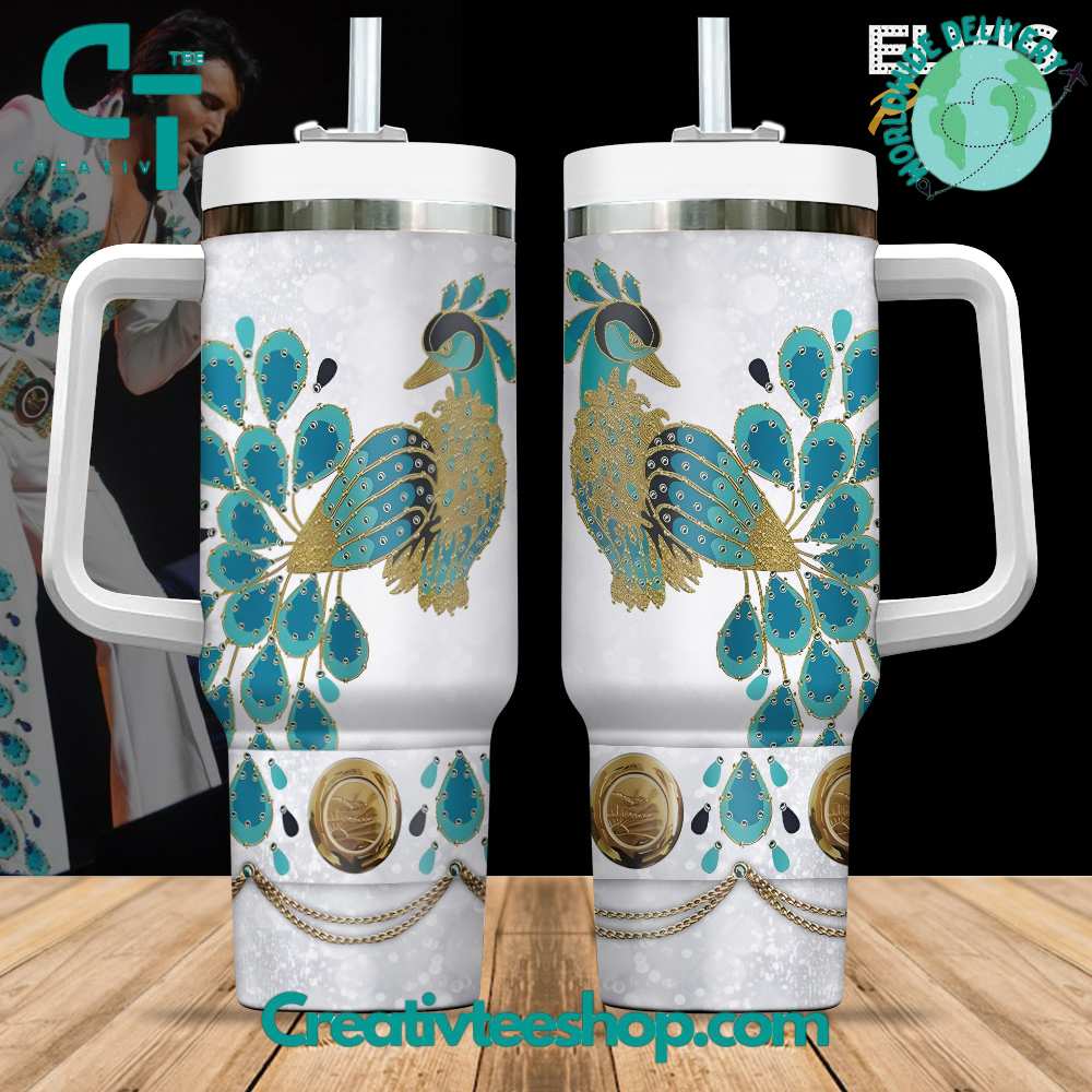 Elvis Presley Music Custom Stanley Quencher 40oz Stainless Steel Tumbler With Handle