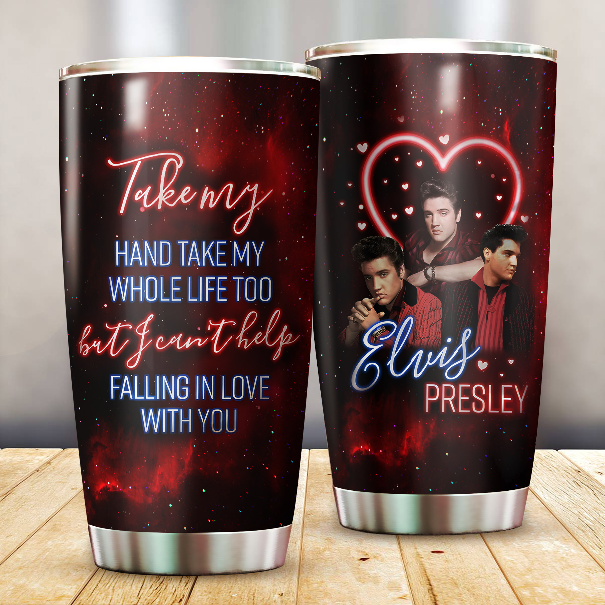 Elvis Presley Music Custom Stanley Quencher 40oz Stainless Steel Tumbler With Handle