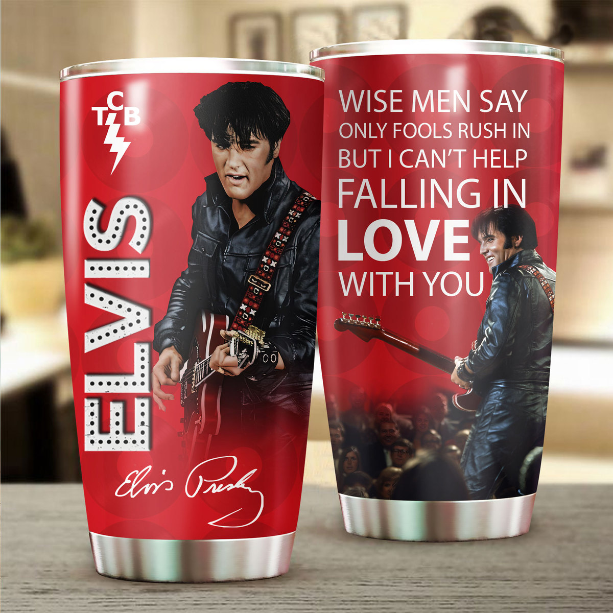Elvis Presley Music Custom Stanley Quencher 40oz Stainless Steel Tumbler With Handle