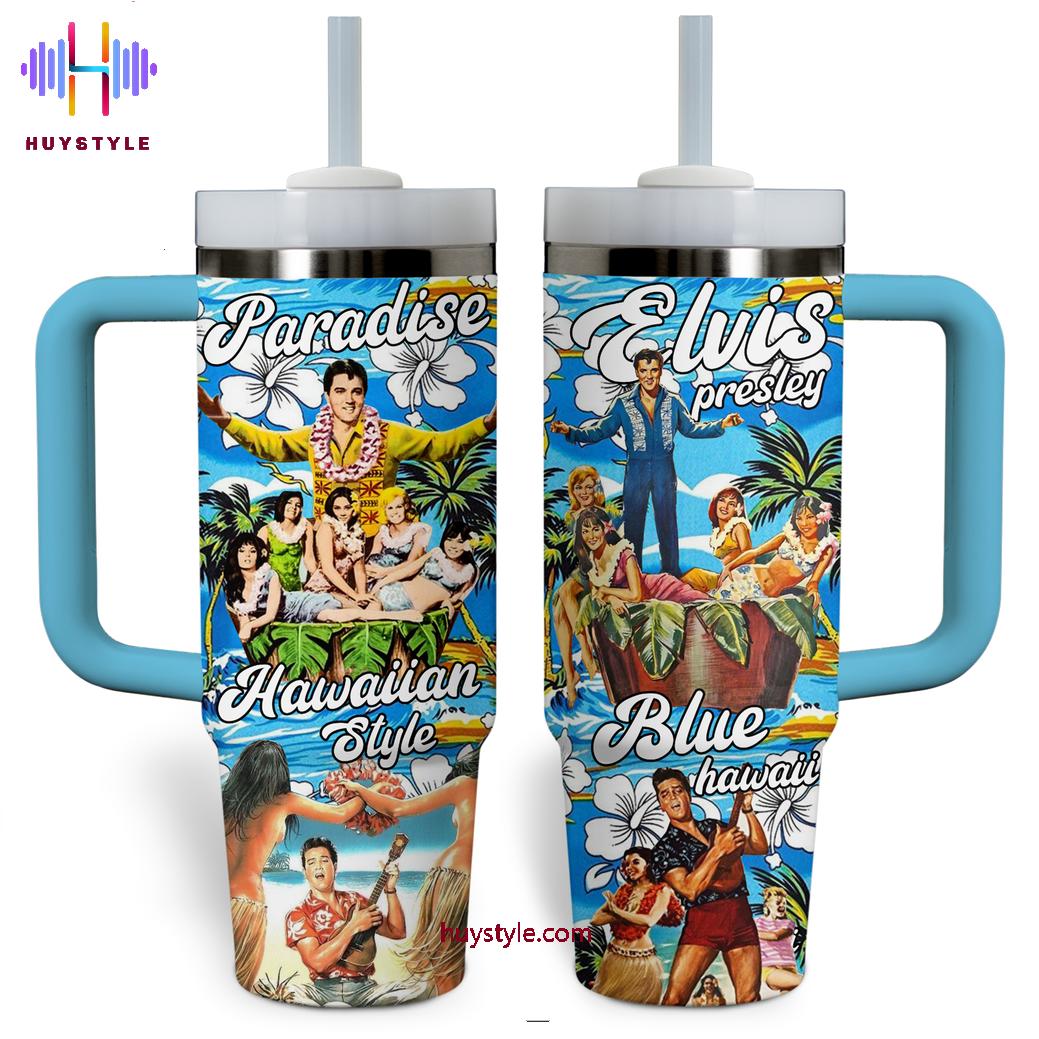 Elvis Presley Music Custom Stanley Quencher 40oz Stainless Steel Tumbler With Handle