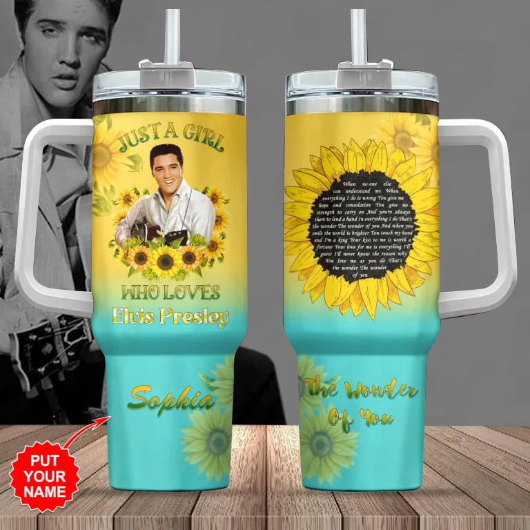 Elvis Presley Music Custom Stanley Quencher 40oz Stainless Steel Tumbler With Handle