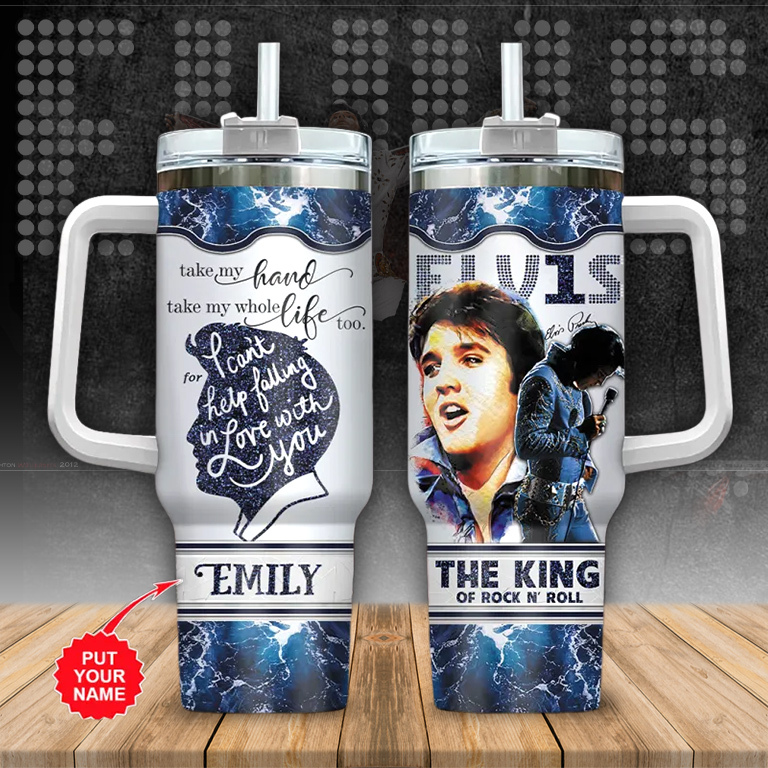 Elvis Presley Music Custom Stanley Quencher 40oz Stainless Steel Tumbler With Handle
