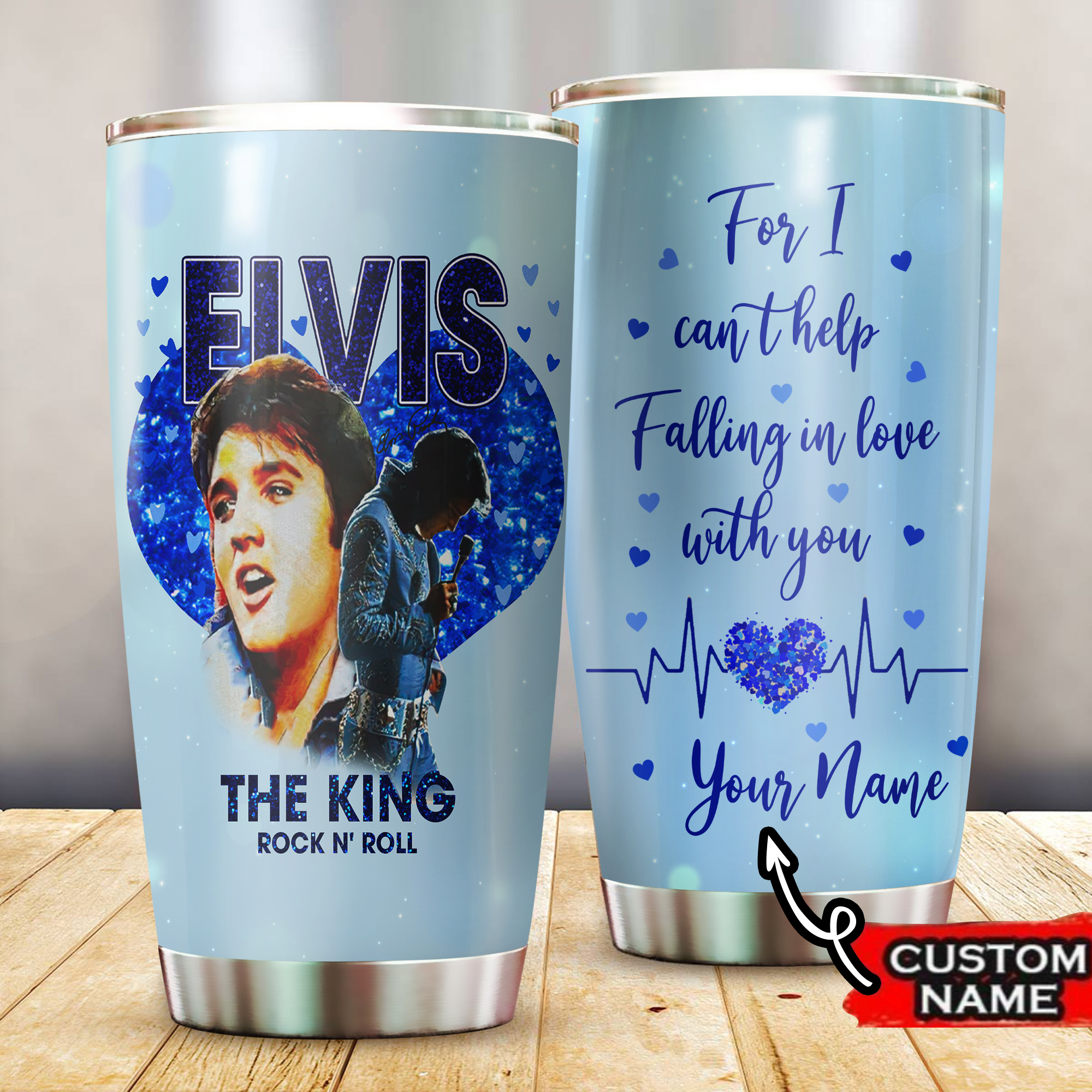Elvis Presley Music Custom Stanley Quencher 40oz Stainless Steel Tumbler With Handle