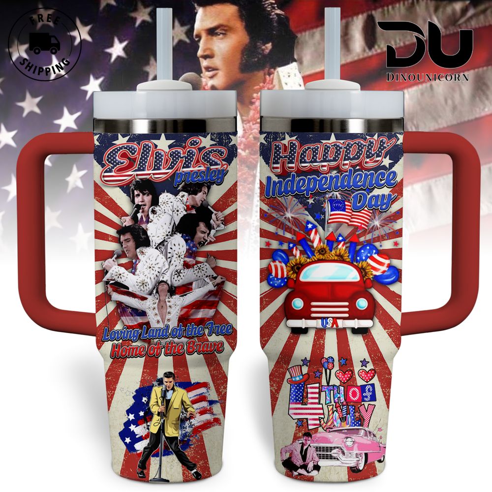 Elvis Presley Music Custom Stanley Quencher 40oz Stainless Steel Tumbler With Handle
