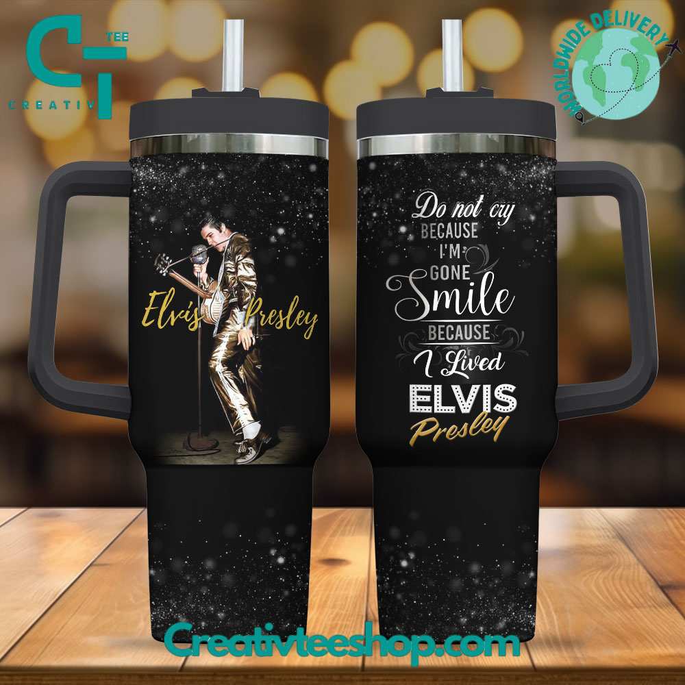Elvis Presley Music Custom Stanley Quencher 40oz Stainless Steel Tumbler With Handle