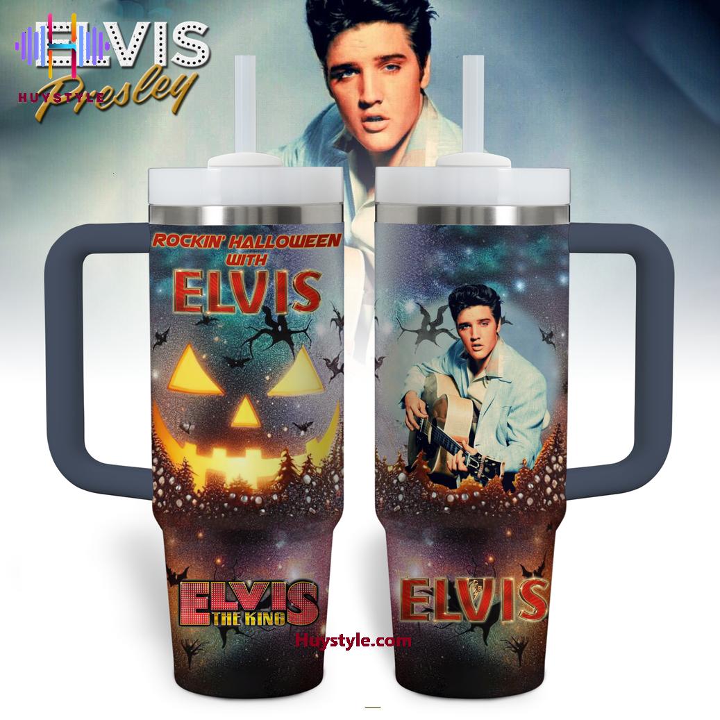 Elvis Presley Music Custom Stanley Quencher 40oz Stainless Steel Tumbler With Handle