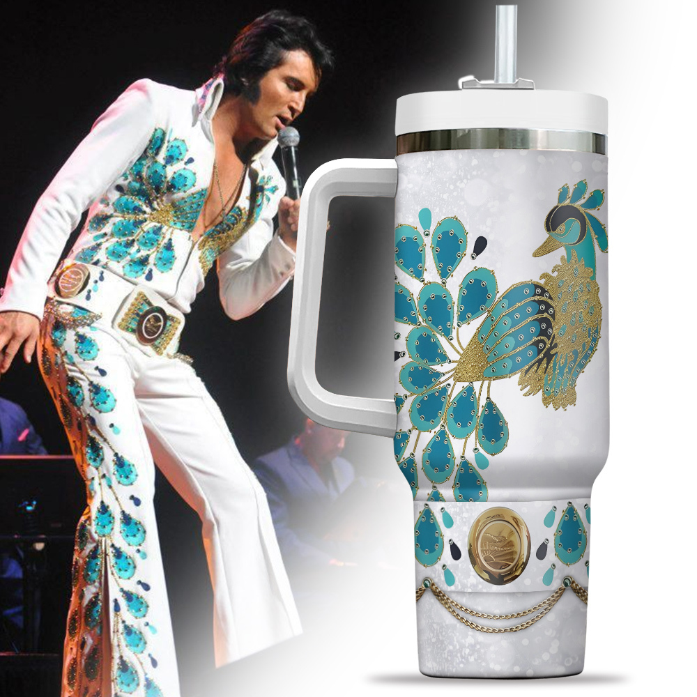 Elvis Presley Music Custom Stanley Quencher 40oz Stainless Steel Tumbler With Handle